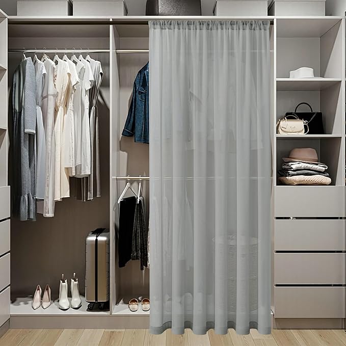 Tollpiz Sheer Curtain Closet Linen Textured Curtain Sheers Doorway Light - Image 3