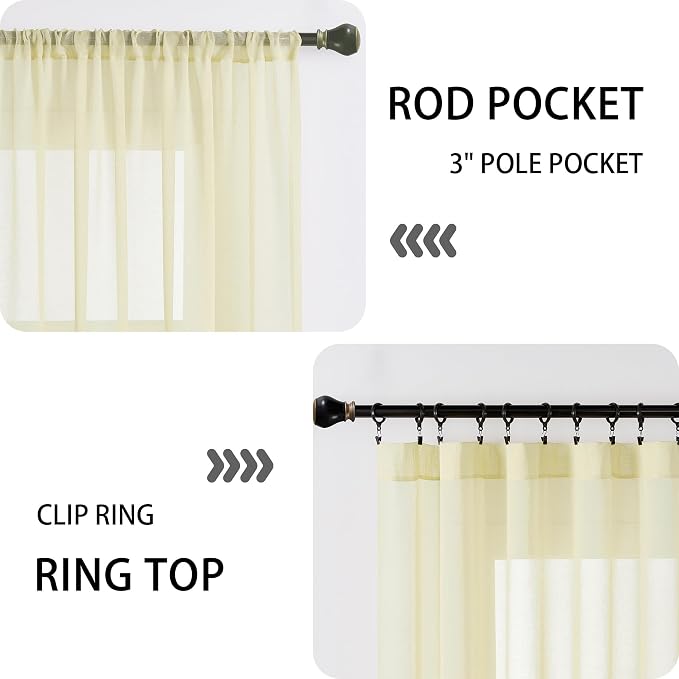 Tollpiz Small Sheer Door Curtain Closet Linen Textured Curtain Sheers Doorway - Image 5