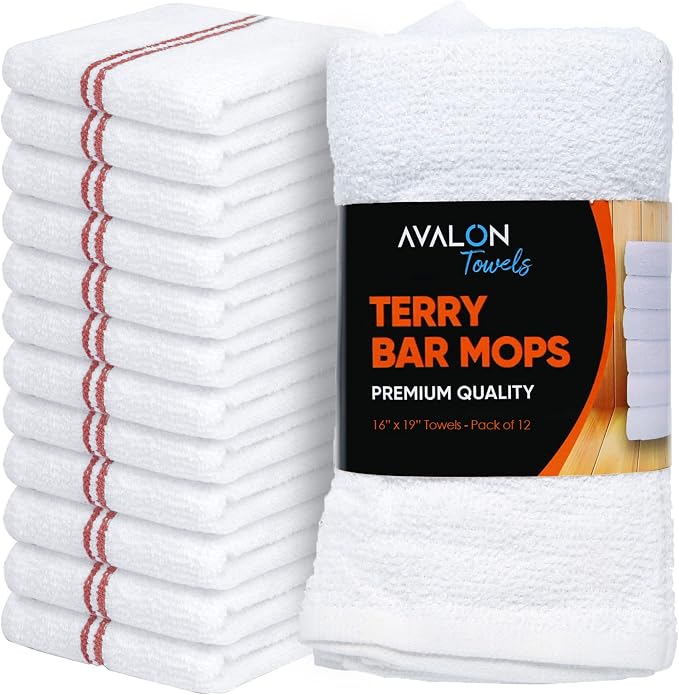 Avalon Towels Terry Bar Mop Towels Size 16"x19" – Absorbent and Durable by AvalonTowels
