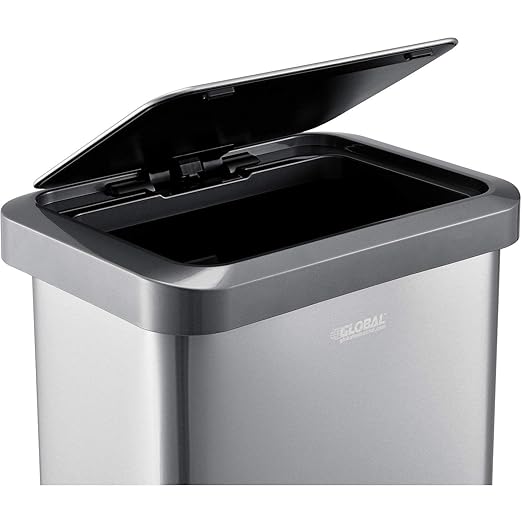 Global Industrial 12 Gallon Stainless Steel Trash Can, Rectangular Step-On - Image 3