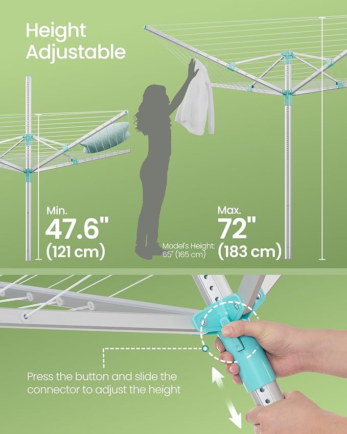 SONGMICS Umbrella Drying Rack, Retractable Outdoor Drying Rack, Height - Image 5