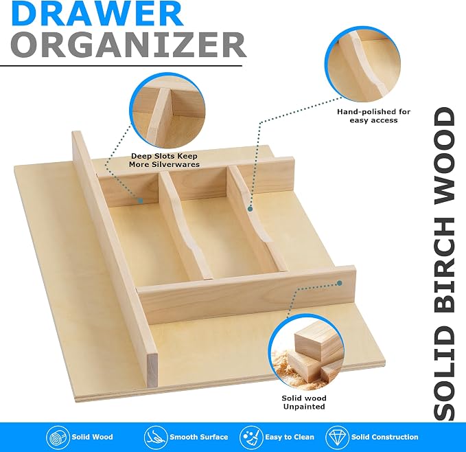 WelFurGeer Premium Wooden Silverware Organizer - Image 4