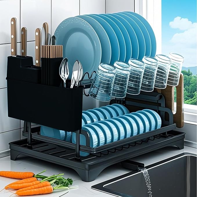 Dish Drying Rack, Stainless Steel Dish Rack, 2-Tier Kitchen Organizers - Image 5