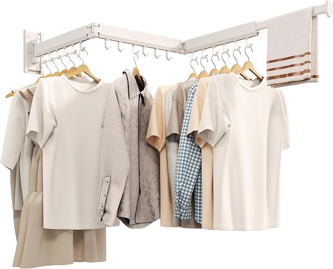 Wall Mounted Clothes Drying Rack, Collapsible Laundry Drying Rack, Retractable by Unknown