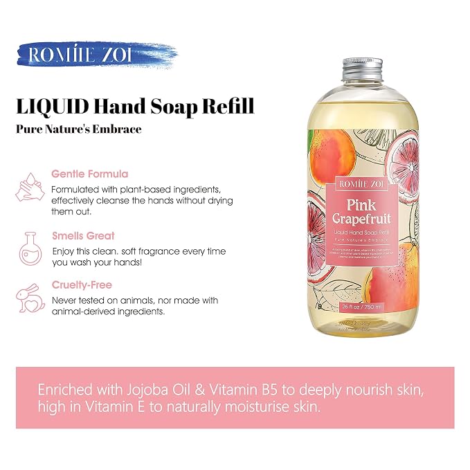 ROMIIE ZOI Liquid Hand Soap Refill, Gentle & Moisturizing Formula, 750 ML/ 26 - Image 2