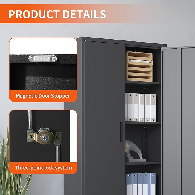 72'' Garage Storage Cabinet, Lockable Storage Cabinet - Image 5