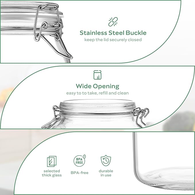 Glass Food Storage Jars with Airtight Lids 13 oz Square 4 Pack Kitchen Storage - Image 4
