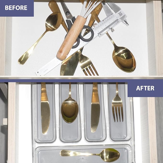 5 Compartments Silverware Tray for Drawer, Plastic Utensil Cutlery Drawer - Image 5