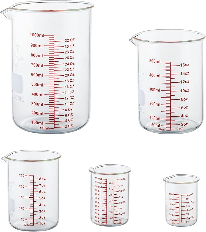 High Borosilicate Glass Measuring Cup Set-V-Shaped Spout, Includes 60ml - Image 7