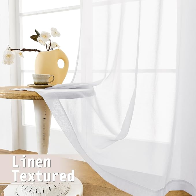 Tollpiz Small Sheer Door Curtain Closet Linen Textured Curtain Sheers Doorway - Image 4
