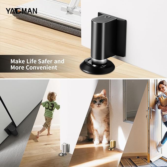 3 Pack Magnetic Door Stoppers Retractable Bottom of Door Holder No Drilling - Image 6