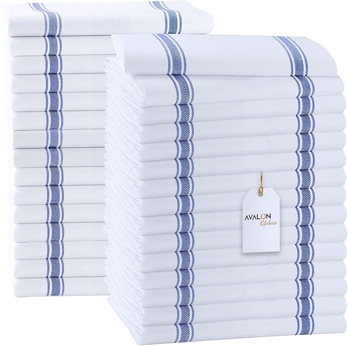 Dish Towels Set Size 15x25 Inch, 100% Cotton Soft & Absorbent Linen Kitchen by Avalon+Kitchen