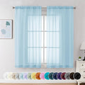 Chyhomenyc Light Blue Sheer Curtains 63 Inch Length 2 Panels, Light Filtering by Chyhomenyc