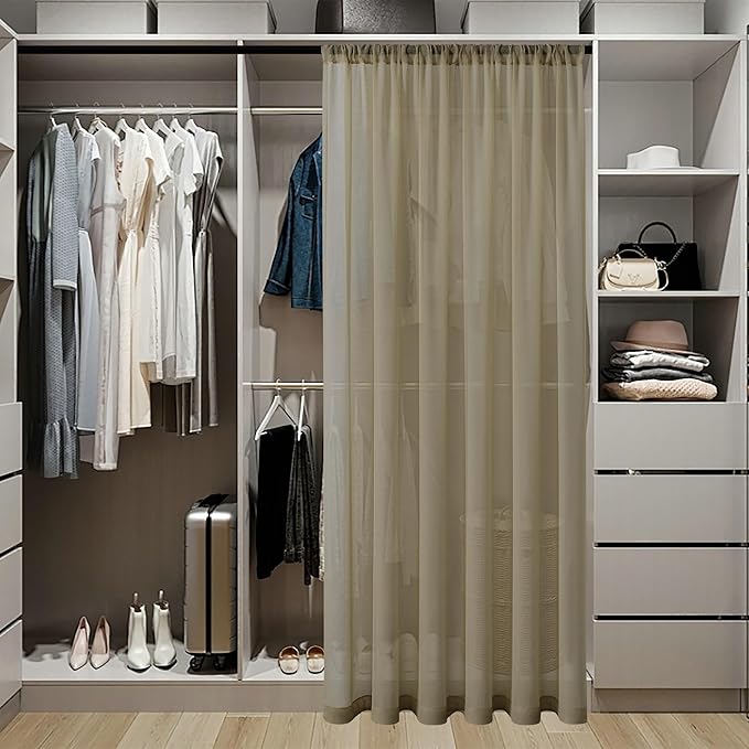 Tollpiz Small Sheer Door Curtain Closet Linen Textured Curtain Sheers Doorway - Image 3