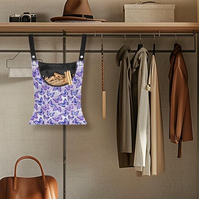 2 Pcs Butterfly Purple Clothespin Bag - Image 5