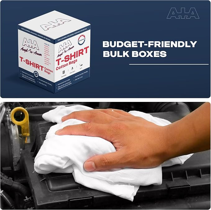 Angel-in-Armor White T-Shirt Rags – 5lb Box of Recycled Cotton Knit Shop Rags – - Image 5