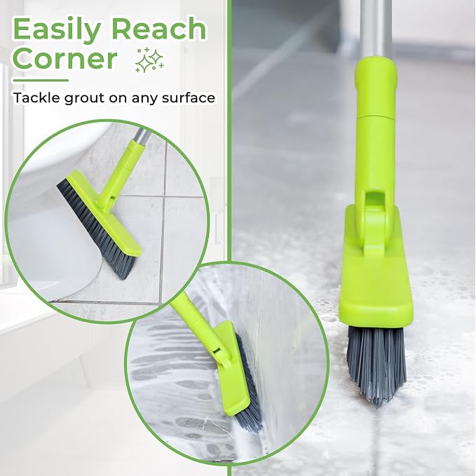 Grout Cleaner Brush with Long Handle, Floor Scrub Brush - Image 2
