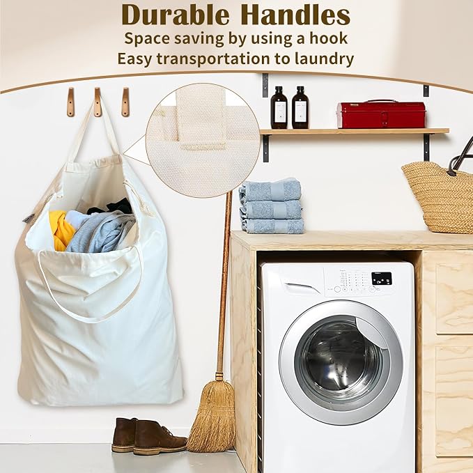 Canvas Laundry Bag 33"x 35", Thick Cotton Laundry Bag - Image 4