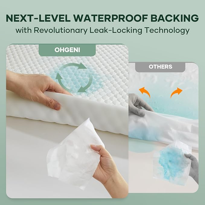 OhGeni 100% Waterproof Mattress Protector, Twin Size Mattress Pad, Fits 6"-20" - Image 3