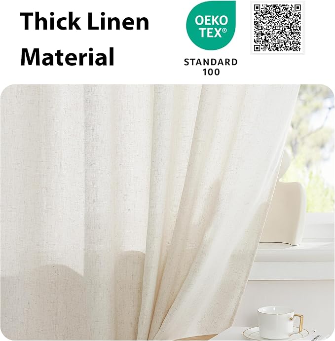 NICETOWN Thick Linen Textured Curtain Farmhouse French Door Shade Solid Room - Image 5