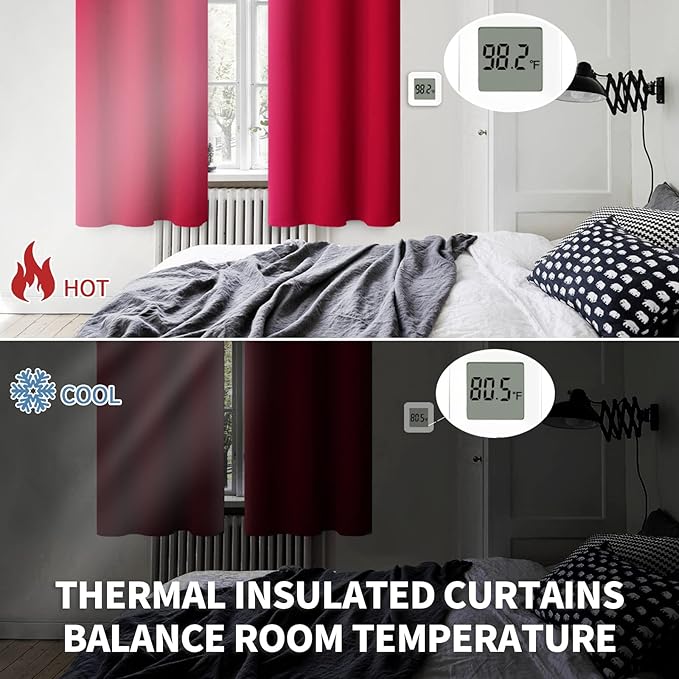 BGment Rod Pocket Red Blackout Curtains - Image 3