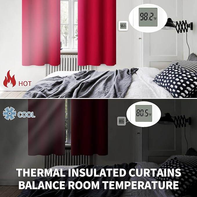 BGment Short Red Blackout Curtains 45 Inches Length - Image 3
