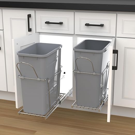 Single Pullout Trash Can for Under Kitchen Cabinets Include Single 35QT Trash - Image 9