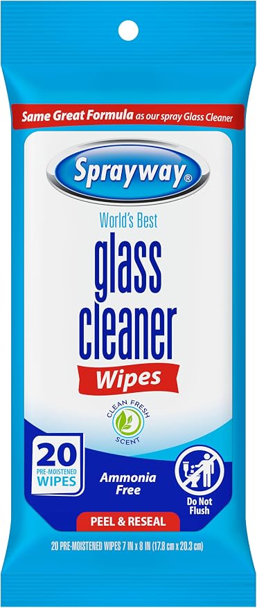 Sprayway Glass Cleaner Wipes, On-the-Go Resealable Package, Pre-Moistened - Image 2