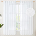 YoungsTex 63 Inch Length White Linen Curtains 2 Panels by YoungsTex