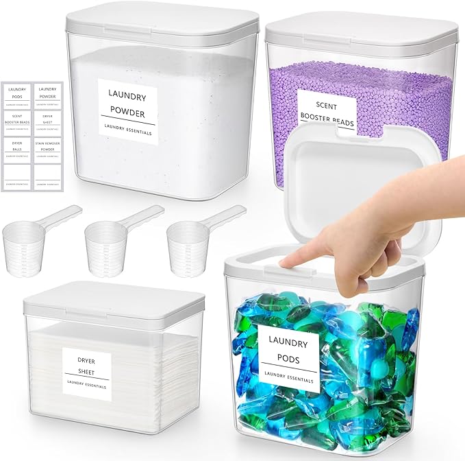 Lifewit 3+1 Laundry Pods Container & Dryer Sheet Holder, Large Powder Detergent by Lifewit