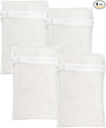 4 Piece White Small, Durable Organic Cotton Mesh Laundry Bag by NAHADS