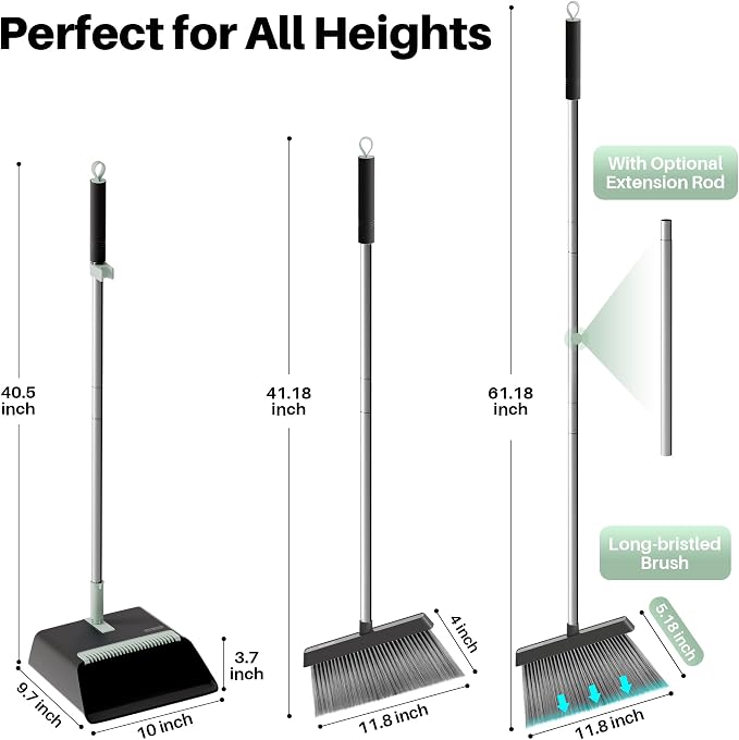 JOYMOOP Black Broom and Dustpan Set - Image 4