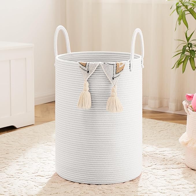 Laundry Basket, Woven Cotton Rope Laundry Hamper, 60L by Artfeel