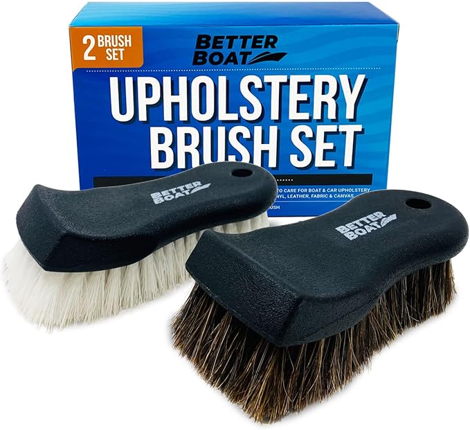 Upholstery Brush Set, Carpet and Car Cleaning Brushes, Horsehair Detailing Brush by BetterBoat