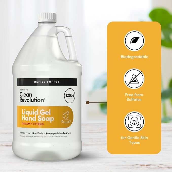 Clean Revolution Liquid Gel Hand Soap, Silky Rich Liquid, Quick Lather - Image 4