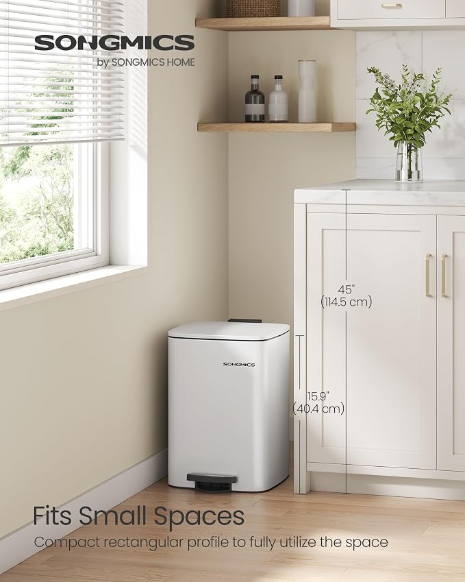 SONGMICS Kitchen Trash Can, 5.2-Gallon Trash Bin, Stainless Steel Garbage Can - Image 2