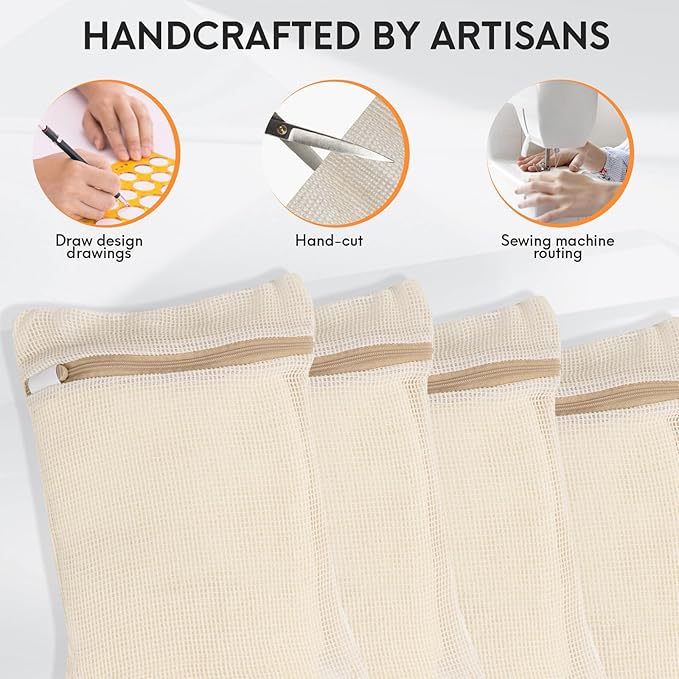4 Piece Small, Durable Organic Cotton Mesh Laundry Bag - Image 3