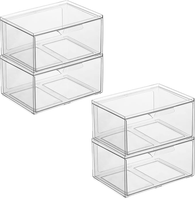 mDesign Plastic Wide Stackable Kitchen Storage Organizer Bin Containers - Image 9