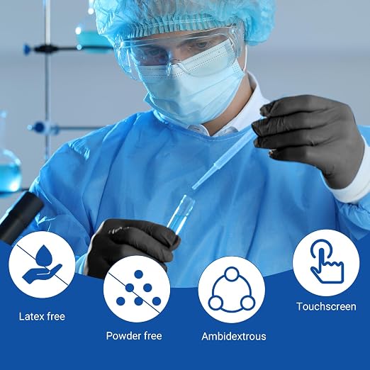 JMU XL Nitrile Gloves, 200 Black Nitrile Gloves, Latex Free, Powder Free - Image 3