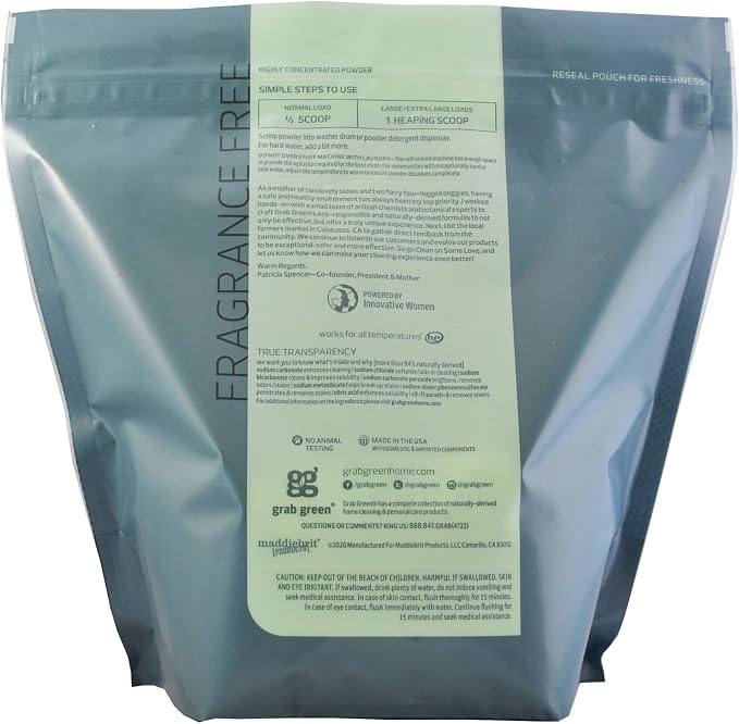Grab Green Natural 3-in-1 Laundry Detergent Powder, Fragrance Free, 100 Loads - Image 2