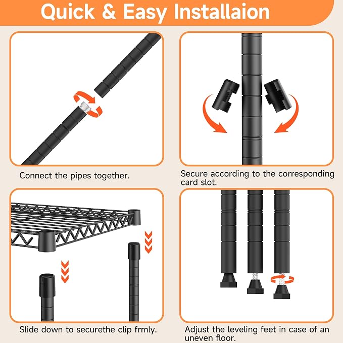 5 Tiers Storage Shelves Load 1500LBS, Metal Shelving Wire Metal Shelving Unit - Image 7