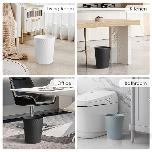 YGJT Small Trash Can, 6 Pack 1.8 Gallons Bathroom Trash Can, Slim Waste Basket - Image 2