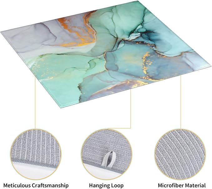 Teal Marble Golden Swirls Pattern Microfiber Dish Drying Mat - Image 4