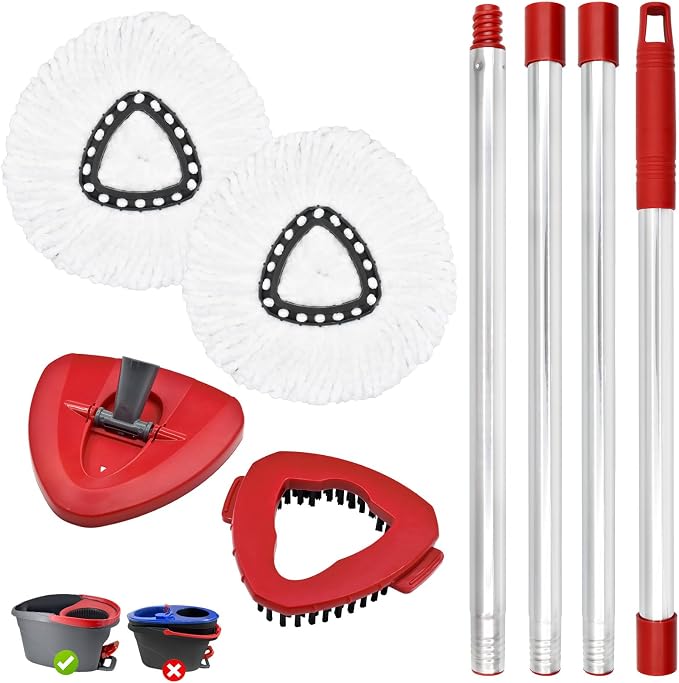 Spin Mop Replacement Handle, 2 Pack Mop Head&Base Scrub Brush 4-Section by %E7%AB%8B%E5%8D%B3%E8%B4%AD%E4%B9%B0Aruihm