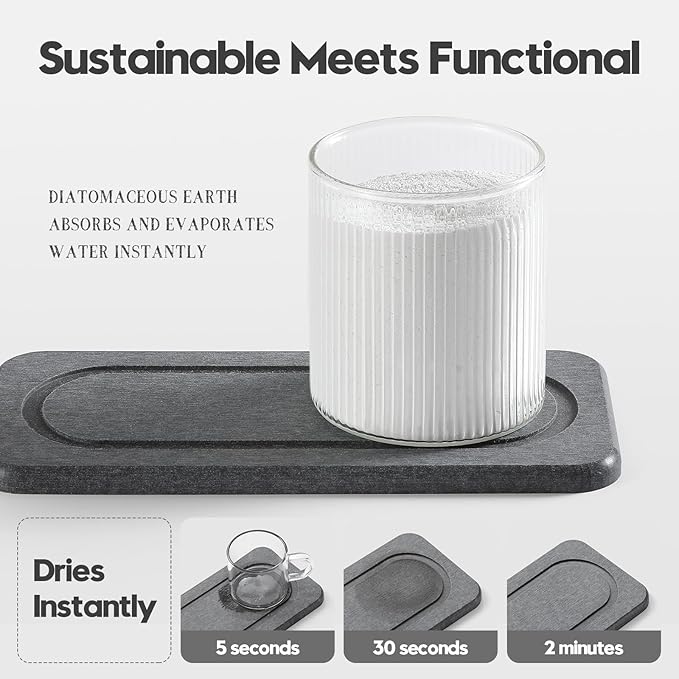 2Pack Diatomite Stone Coasters Water Absorbing Sink Tray - Image 3
