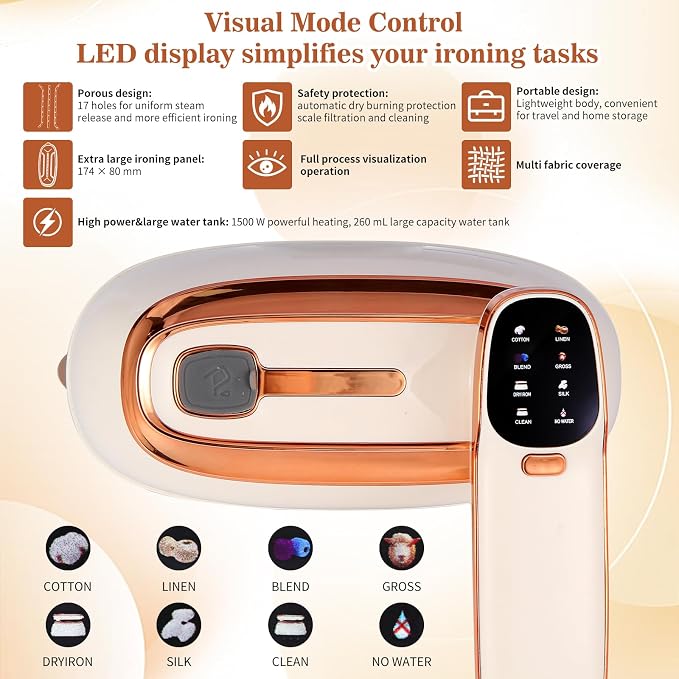 Handheld Garment Steamer 1500W – Large Ironing Panel, 20s Fast Heat-Up - Image 2