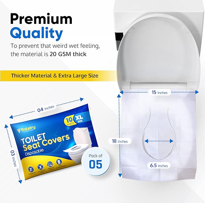 Toilet Seat Covers Disposable Flushable Travel Pack of 100 XL-Disposable Toilet - Image 2