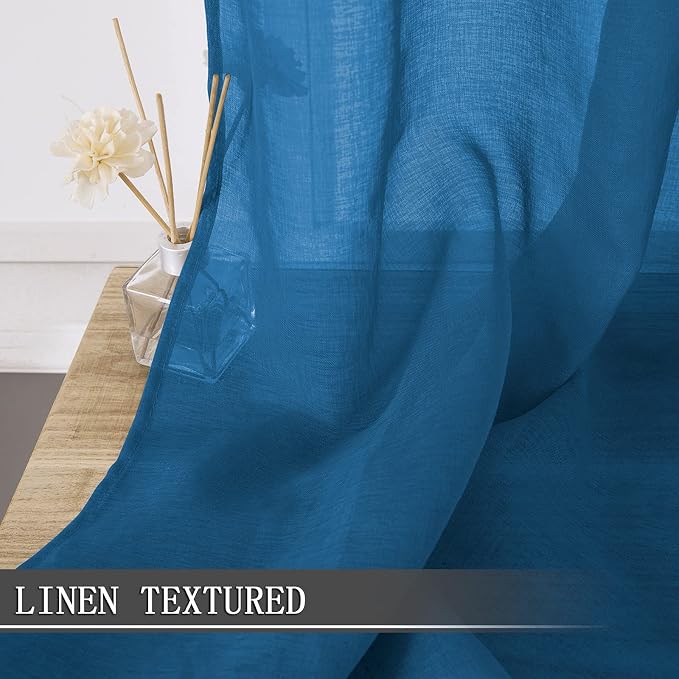 Tollpiz Sheer Curtain Linen Textured Living Room Curtains Sheer Light Filtering - Image 2