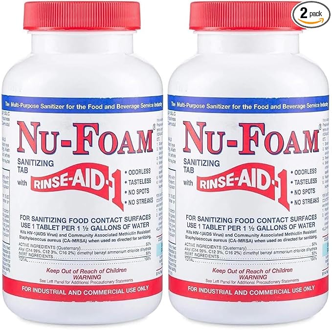 Nu-Foam Sanitizing Tablets for Bar Glassware – Superior Rinse Aid by Nu-Foam