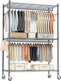 Homdox Heavy Duty Rolling Clothing Rack, Adjustable Garment Rack by HOMDOX